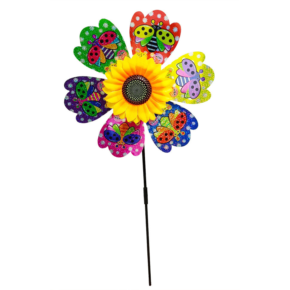 Дитячий вітрячок "Сонечко" МR 1225-4 квітка діаметром 28 см, паличка 48 см Вінниця - фото 1