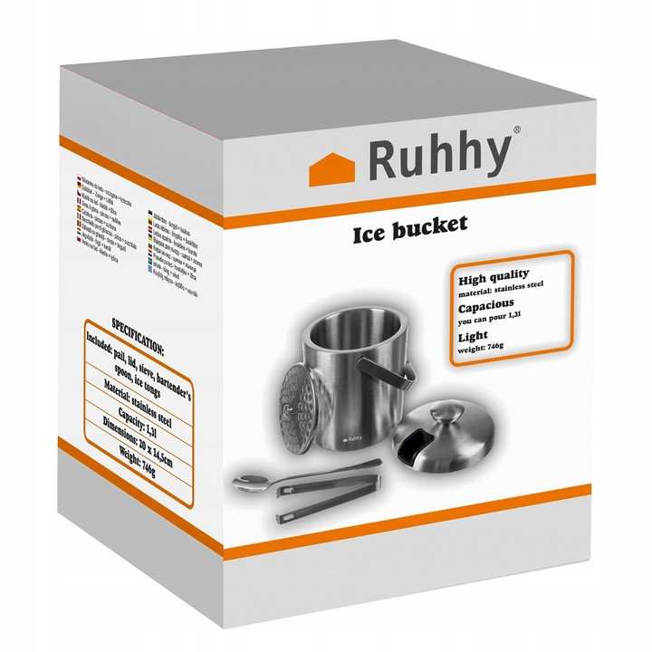Відро для зберігання льоду 1.3 літра з щипцями та ложкою Ruhhy (21159) Нововолинськ - фото 5