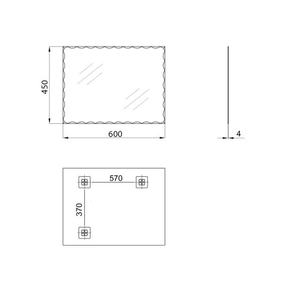 Дзеркало настінне Zerix KUBIX MRZ06-450x600-REVERSE прямокутне з декором (ZX5633) ( 24592 ) Харків