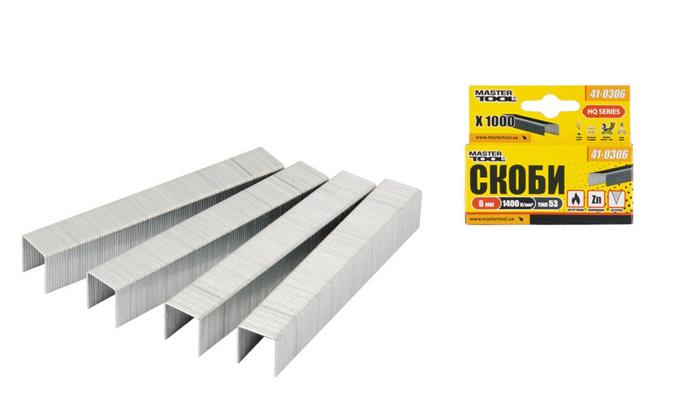 Скоби загартовані MASTERTOOL R53 6 мм 1000 шт 41-0306 Коломия - фото 3