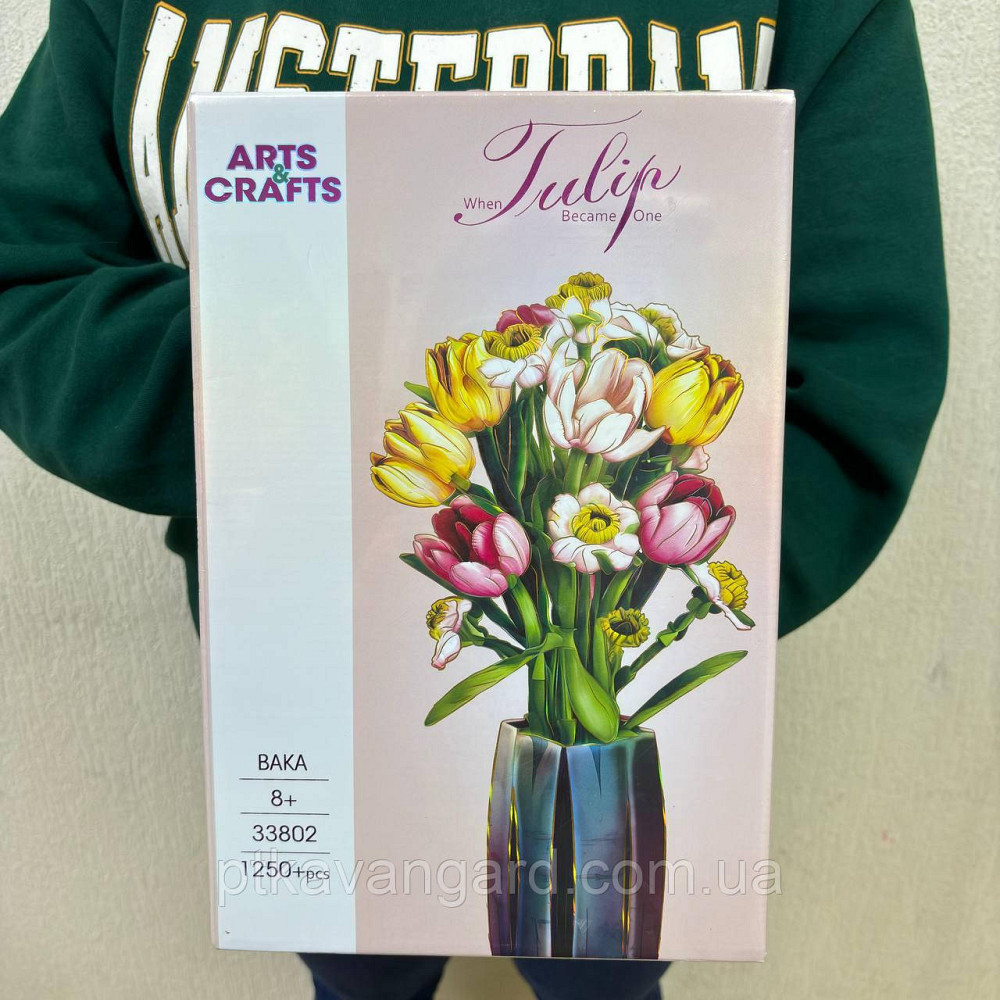 Конструктор цветы букет тюльпанов и ромашек в вазе 1250 деталей Baka Хмельницкий - изображение 1