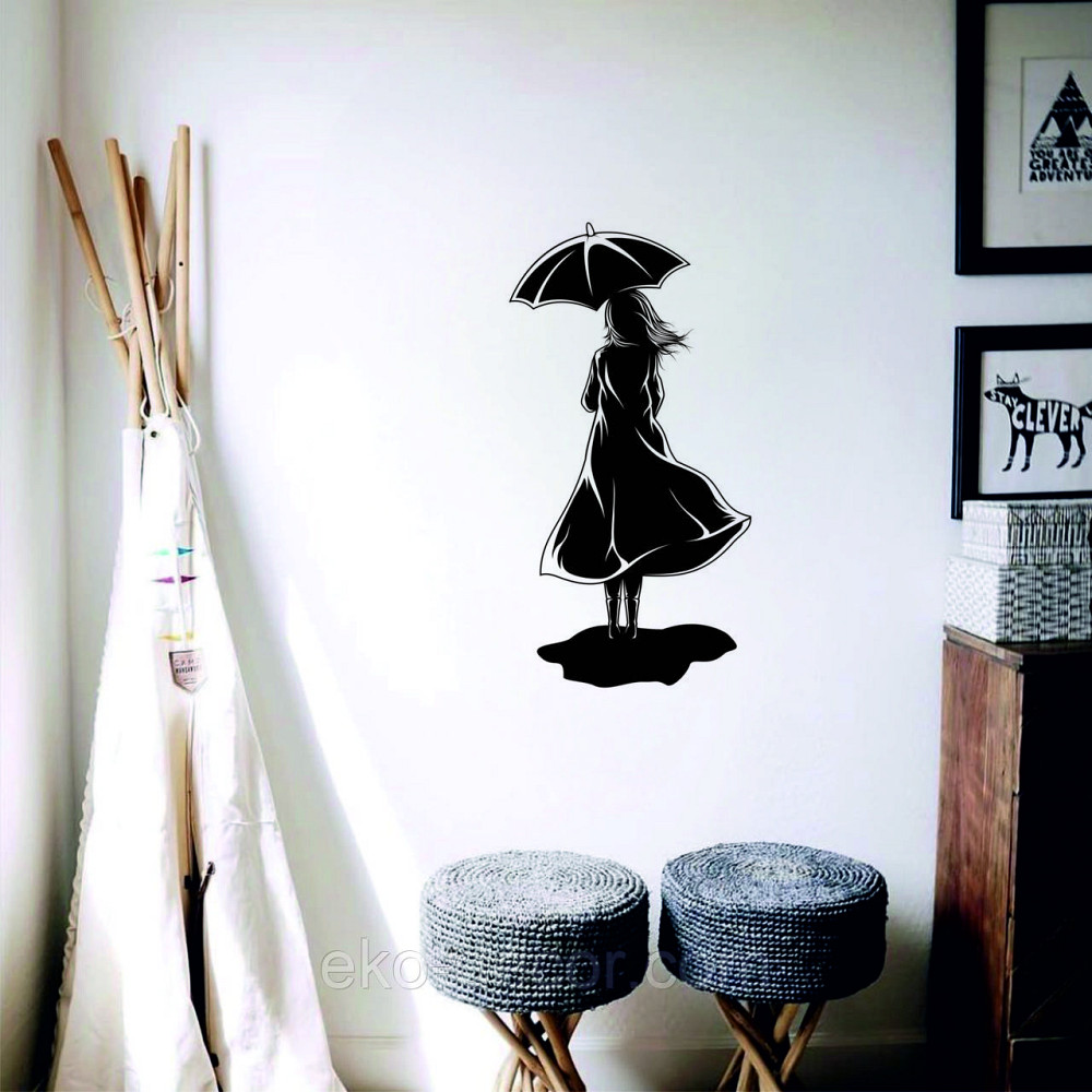 Декоративне настінне Панно «Дівчина з парасолькою», Декор на стіну 110*57 см, Чорний Київ - фото 8