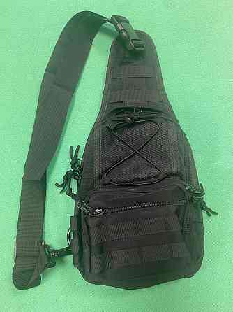 Мужская сумка тактическая через плечо 40 на21см 3 кармана спереди и 2 кармашки боковых черный Киев