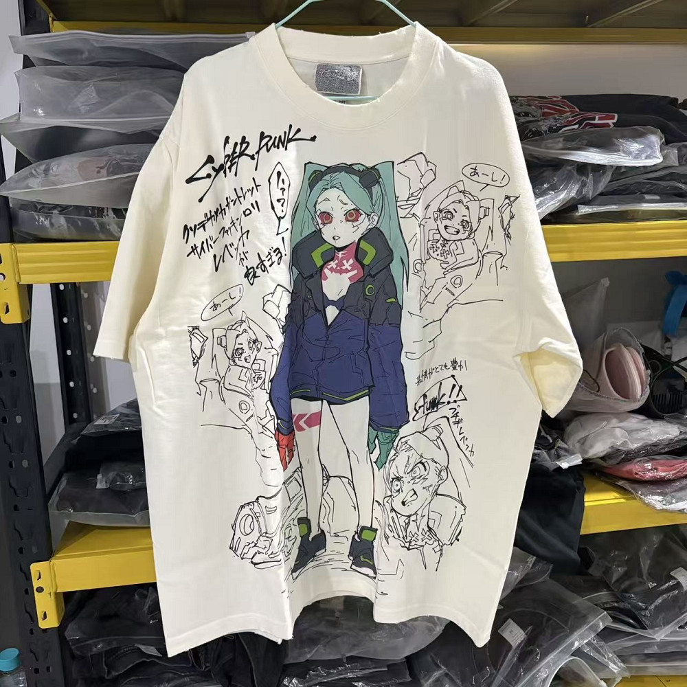 Футболка мужская с принтом аниме Аниме Кйберпунк Едгеруннерс Ребекка оверсайз (S/M/L) Черний Днепр - изображение 10