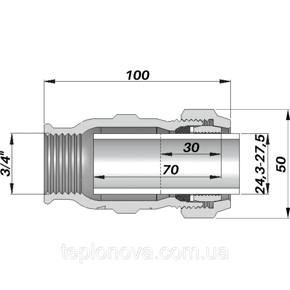 Соединение прямое зажимное с внутренней резьбой DN20(24,3-27,5 мм) х 3/4″ IK AGAflex Черновцы - изображение 3