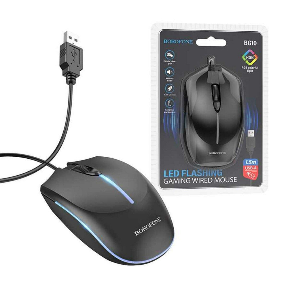 Мышь проводная BOROFONE BG10 Soaring game luminous wired mouse, цвет черный BG10B Одесса - изображение 5