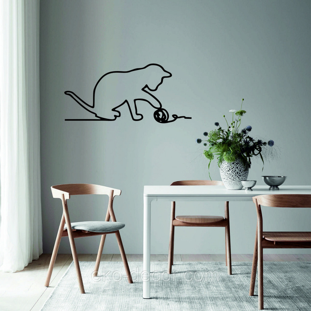 Декоративное настенное 3D Панно «Кот» Декор на стену с объемом 110*54 см, Черный Киев - изображение 5