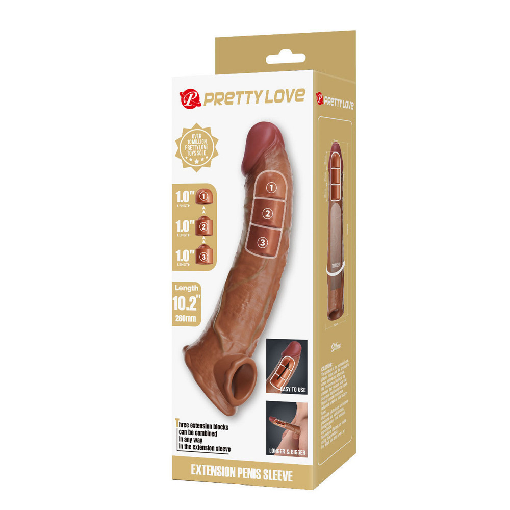 Подовжуюча насадка Pretty Love - Silas Penis Sleeve Brown, BI-026279-1 Sex Aura Київ - фото 9