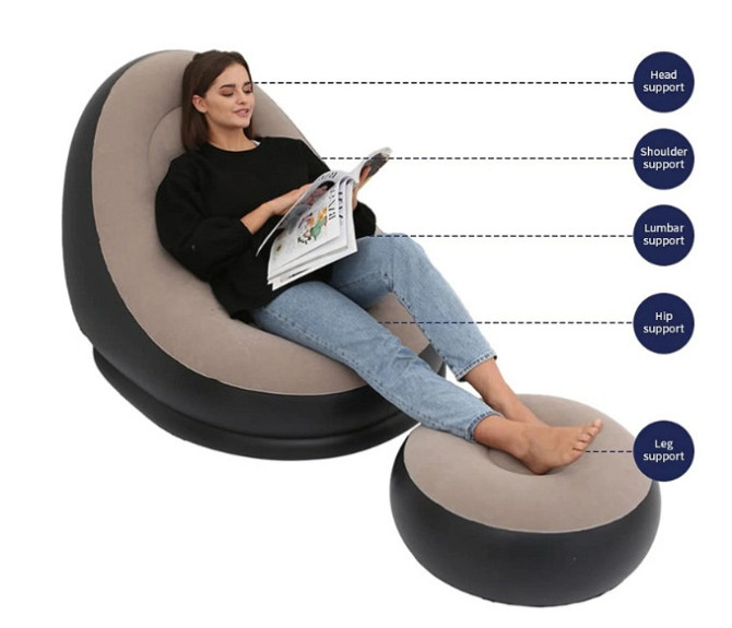Надувное кресло с пуфом Air Sofa (велюровое покрытие) Винница - изображение 5