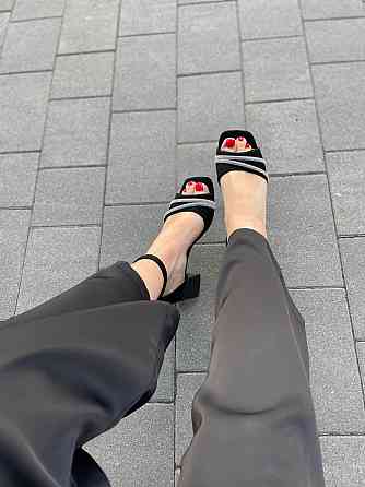 Meideli Красиві чорні босоніжки літні на підборах молодіжні з еко замші MEIDELI H008H-11 р. 36- Киев