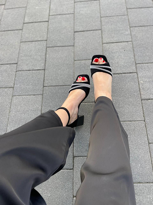 Meideli Красиві чорні босоніжки літні на підборах молодіжні з еко замші MEIDELI H008H-11 р. 36- Киев - изображение 2