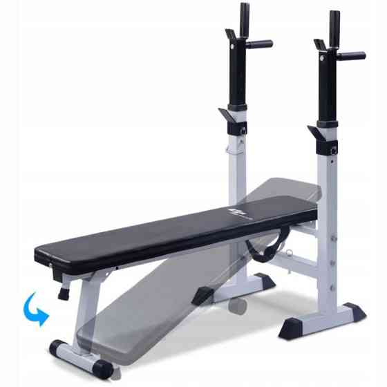 Лавка для жиму + Штанга + Гантелі 110 кг + Гиря 16 кг у Подарунок Гантелі, гирі, штанги та диски АВС пластик Київ