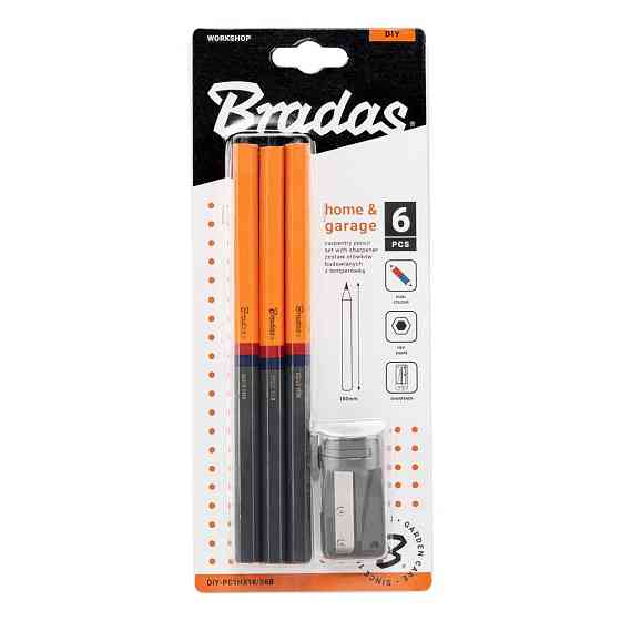 Набір будівельних олівців з точилкою, 180мм HEX, 6 шт. подвійного кольору, DIY-PC1HX18/S6B Київ