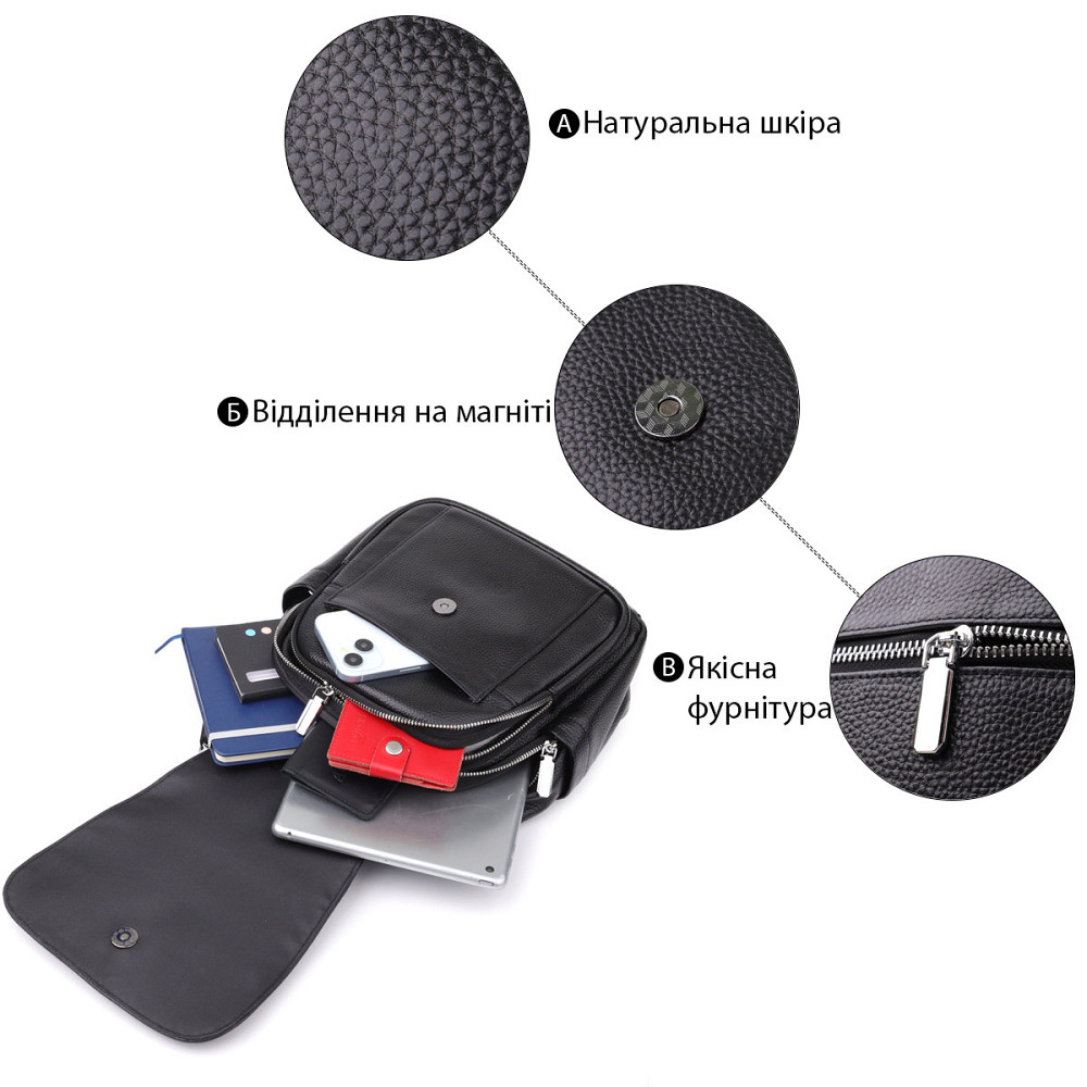 Жіночий рюкзак з натуральної шкіри Vintage 23058 Чорний Київ - фото 4