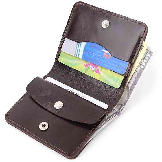 Стильне шкіряне портмоне для чоловіків Shvigel 16610 Коричневий Київ