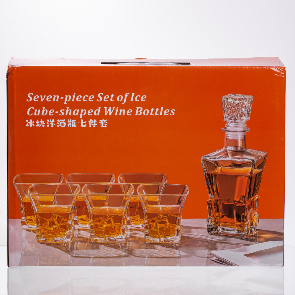 Графин з 6 стаканами з прозорого скла для напоїв Київ - фото 5