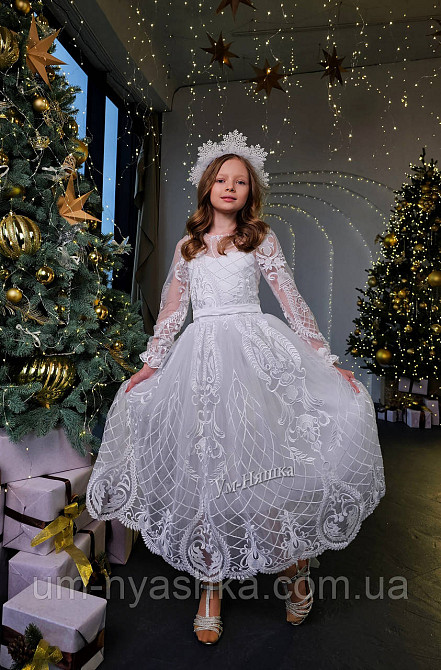 Белое нарядное платье 130-146 Кривой Рог - изображение 1