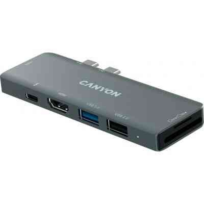 Концентратор Canyon 1*Type C PD100W+2*HDMI+1*USB3.0+1*USB2.0+1*SD+1*TF (CNS-TDS05B) Винница