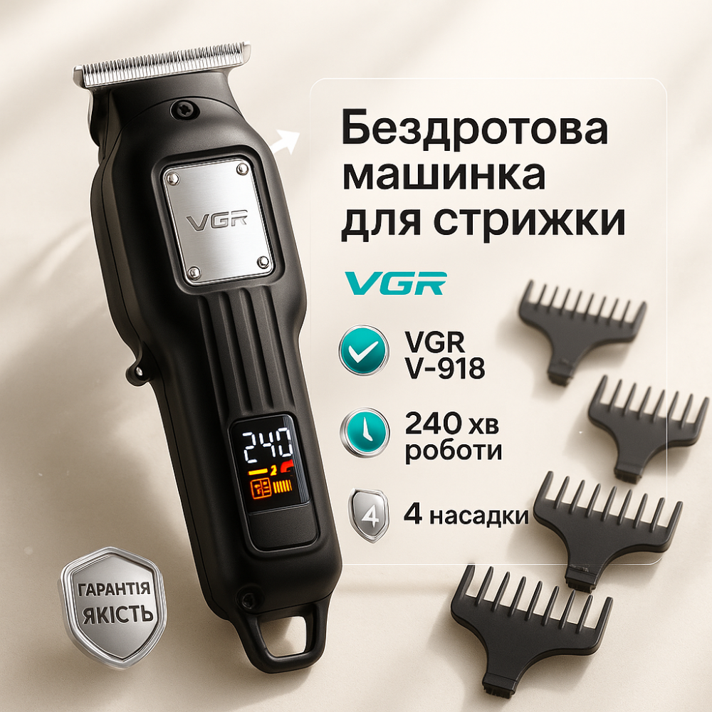 Машинка для стрижки аккумуляторная с керамическими ножами VGR Мощная машинка для стрижки мужчин LY-10 Львов - изображение 20