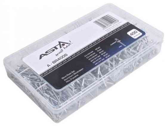 Заклепки алюмінієві, набір 400 предметів (3,2 x 4,8 мм) ASTA A-BR400S Чернігів