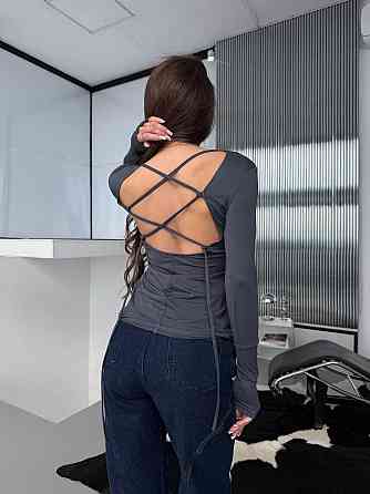 Жіноча романтична кофта з відкритою спиною з віскози Графіт, 46/48 Одеса