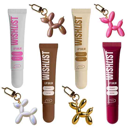 Набор 4 бальзамов-блесков для губ + Игрушки-брелки Espresso Noir & Ruby Nectar & Blessed Honey & Crystal Sorbet WishList Lip Gloss Киев