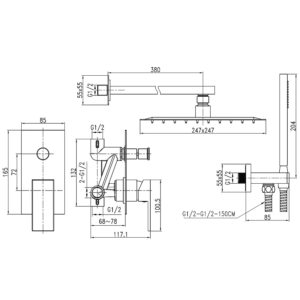 Душова система вбудована TOPAZ ODISS TO-18205-H66-BL Тернополь - изображение 7