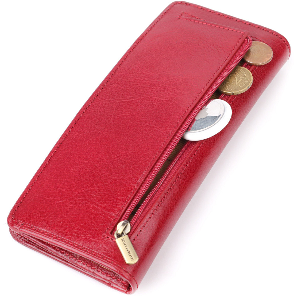 Стильный женский бумажник из глянцевой натуральной кожи Tony Perotti 20895_1 (2701Z rosso) Красный Киев - изображение 8