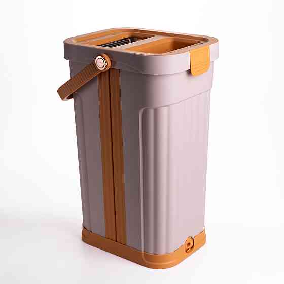 Швабра з відром 16 л для миття підлоги з віджимом плоска насадка з мікрофібри набір для прибирання будинку HP-35015-58 Київ