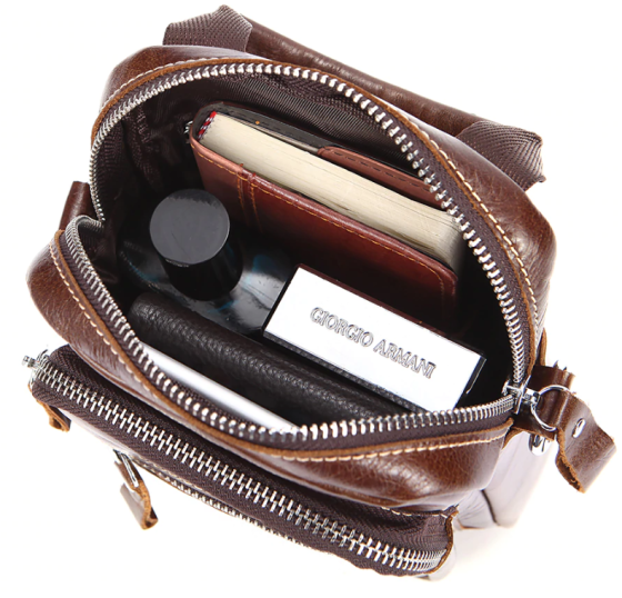 Сумка-барсетка на пояс мужская кожаная Коричневая (Vintage) Киев