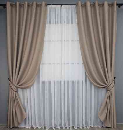 Комплект штор на люверсах VR-Textil Bagema Rvs № 1242ш 150х250 см 2 шт Какао (37-0111) Киев