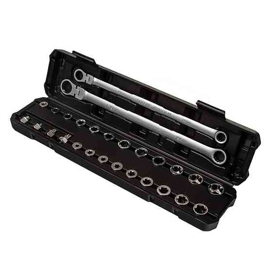 Набор кольцевых ключей 14 та 19 мм с трещоткой и насадками Mar-Pol (M58595) Нововолынск