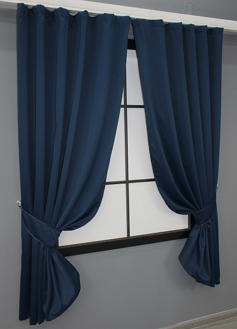 Комплект штор коротких VR-Textil Блекаут Midnight № 1164ш Темно-синій 140х170 см 2 шт (35-0011) Київ - фото 2
