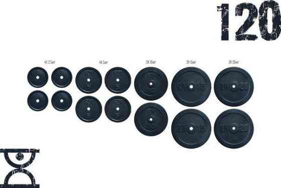 Набор блинов 120 кг (4х2.5, 4х5, 2х10, 2х15, 2х20) на гриф 25,30,50 мм Гантели, гири, штанги и диски гранилит Киев
