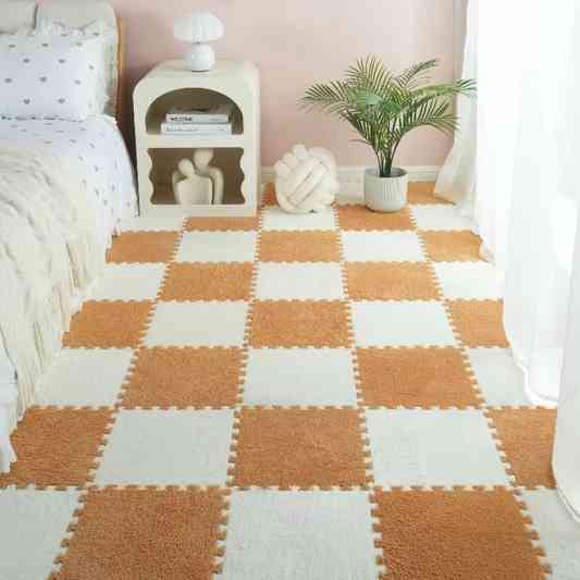 Коврик-пазл плюшевый, термоковрик, мат детский теплый 90*120см, 12 пазлов, цвет бежевый Каменец-Подольский