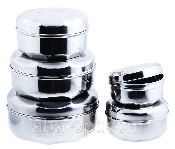 Судочки "пані" нержавіючі з кришкою V 0,35 / 0,5 / 0,75 / 0,9 /1,2 л (набір 5 шт) Одеса - фото 1