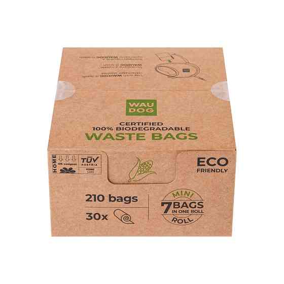 Биоразлагаемые пакеты WAUDOG для уборки за животными, МИНИ, 20х25 см, уп. 30 рул (210 шт) Киев
