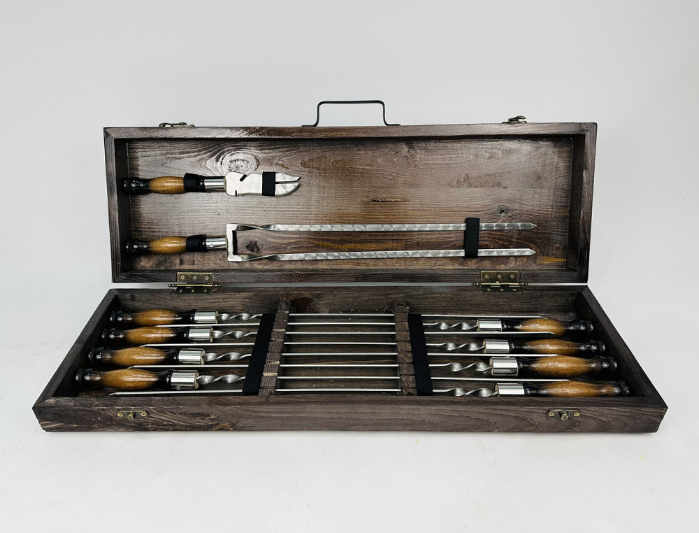 Подарунковий набір шампурів у дерев'яному кейсі ПРЕМІУМ (МАЛЕНЬКИЙ) HAPPY DAYS Тернопіль - фото 1