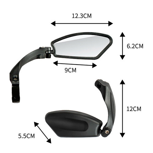 Велосипедное зеркало заднего вида асимметричное 360°/180°, крепление 21–26 мм, ударопрочный корпус Киев - изображение 2