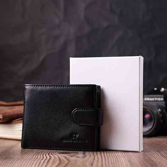 Горизонтальный бумажник среднего размера из натуральной кожи ST Leather 22454 Черный Киев