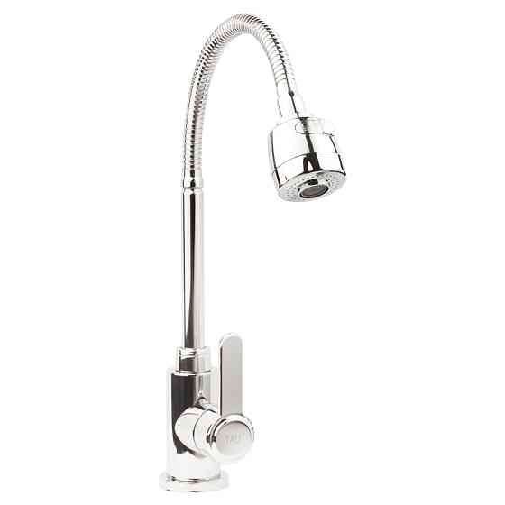 Змішувач s18 Ø35 для кухні вилив гофрований на гайці SS TAU (9818110) Київ