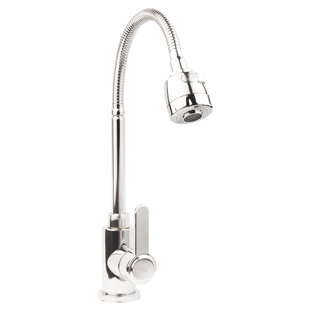 Змішувач s18 Ø35 для кухні вилив гофрований на гайці SS TAU (9818110) Київ - фото 4