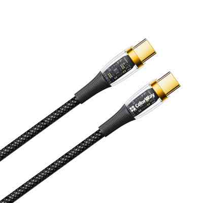 Дата кабель USB-C to USB-C 1.2m 5A 100W transparent head ColorWay (CW-CBPDCC053-BK) Винница