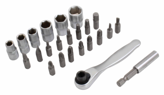 Набір біт і головок 24 одиниць із тріскачкою 1/4" SATRA S-R24BS Чернігів