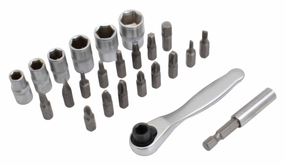 Набір біт і головок 24 одиниць із тріскачкою 1/4" SATRA S-R24BS Чернігів - фото 3