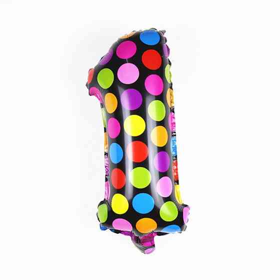 Кулька цифра 1 у горошок 16 дюймів різнобарвний Київ