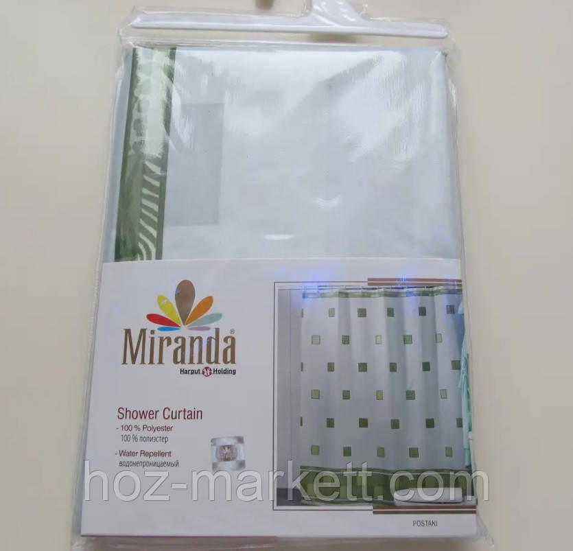 Штора для ванной тканевая Миранда Postaki 180 х 200 см зеленая Харьков - изображение 9