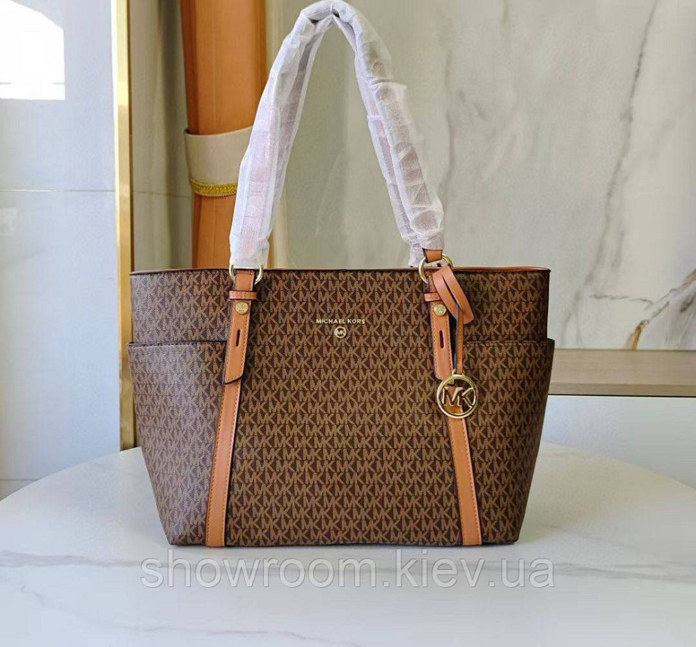 Женская сумка шоппер Michael Kors (55007) Lux коричневая Киев - изображение 1
