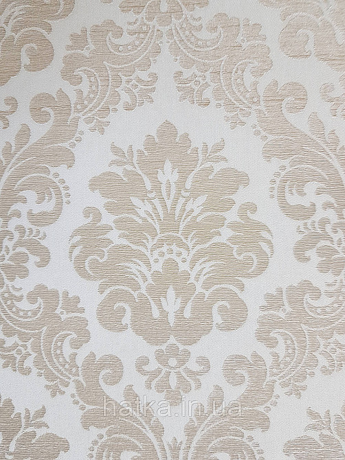 Шпалери вінілові на флізеліні Rasch Trianon Xlll 0.53х10 класика під текстиль вензель завитки золотом на білому Київ - фото 4