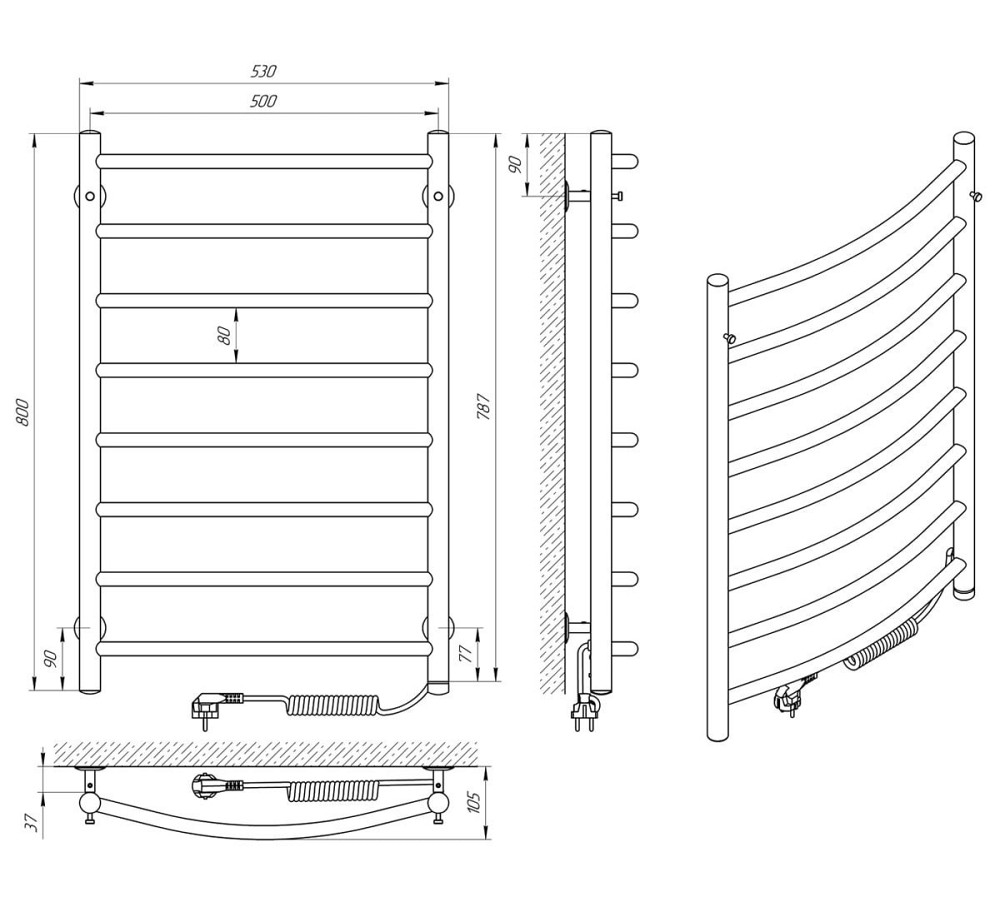Электрический полотенцесушитель Laris Классик П8 500Х800 Э сенсор S3 правое подкл. Киев - изображение 8